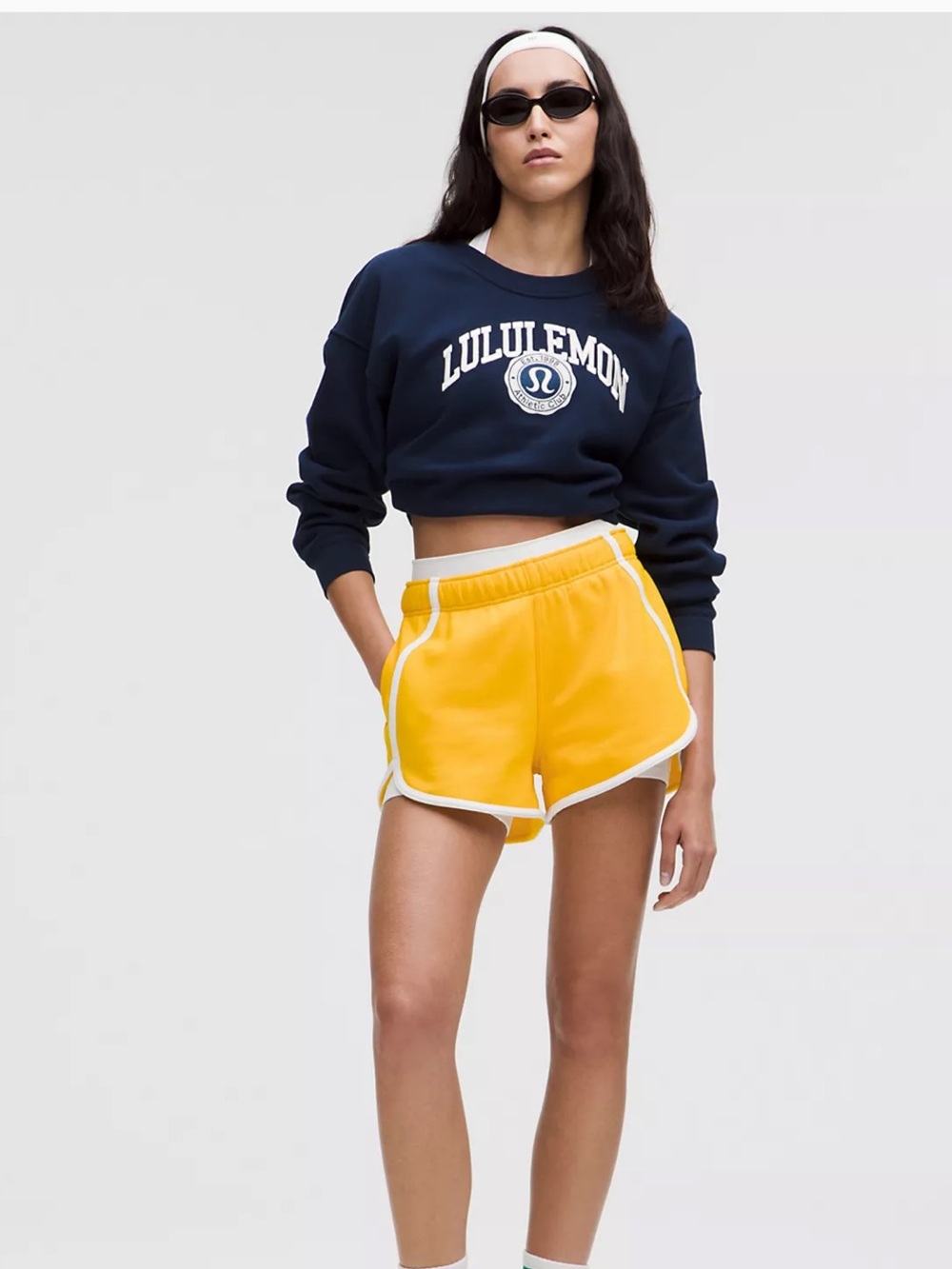 lululemon athletica Yellow Athletic Retro-Style Shorts with White Trim